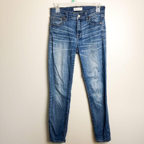 Madewell High Riser Skinny Jeans Medium Wash Womens 25 Whiskering - Picture 5 of 16